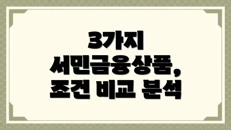 3가지 서민금융상품, 조건 비교 분석