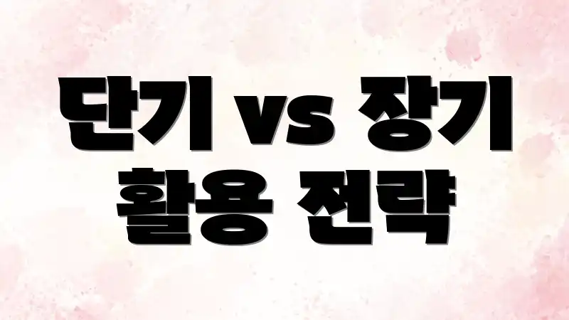 단기 vs 장기 활용 전략