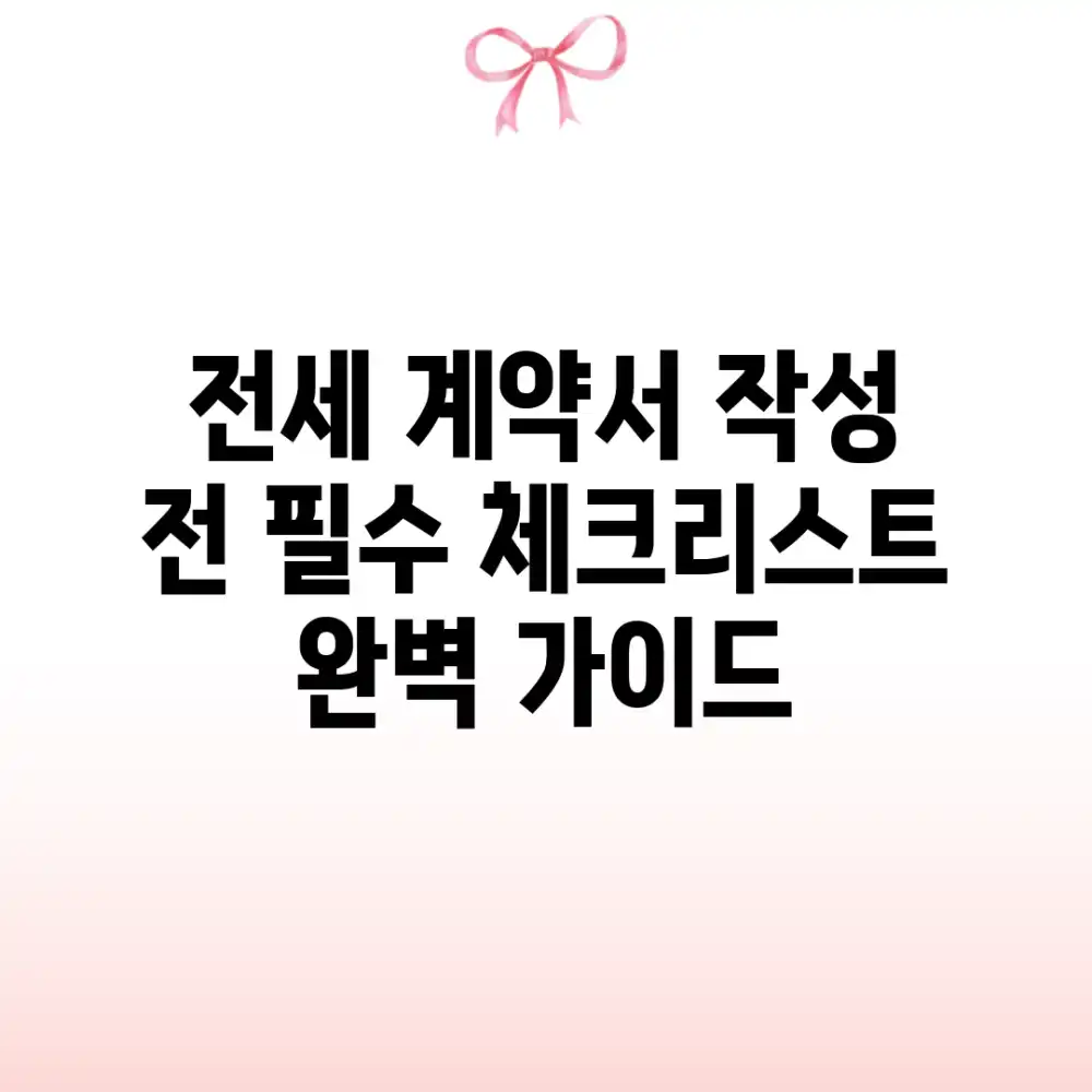 전세 계약서 작성 전 필수 체크리스트 완벽 가이드