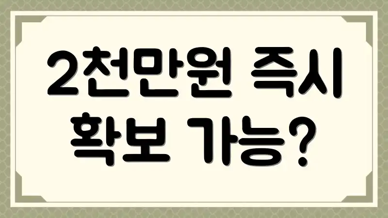 2천만원 즉시 확보 가능?