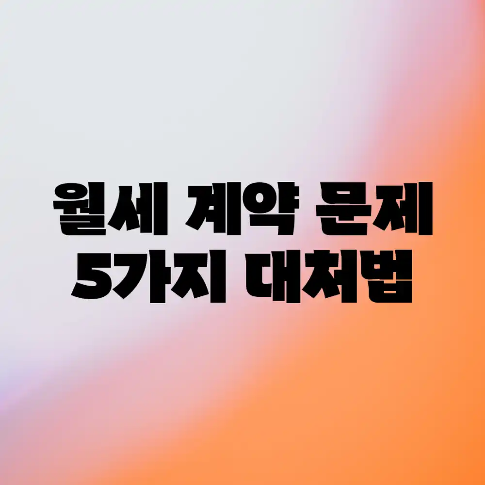 월세 계약 문제? 5가지 대처법