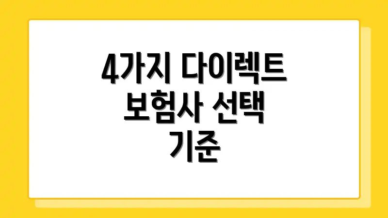 4가지 다이렉트 보험사 선택 기준