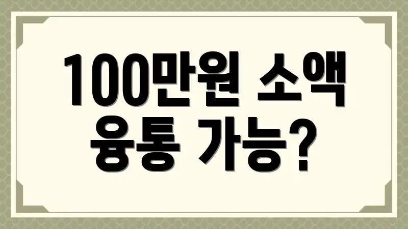 100만원 소액 융통 가능?