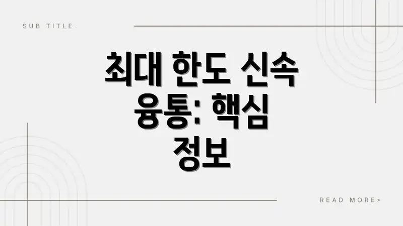 최대 한도 신속 융통: 핵심 정보