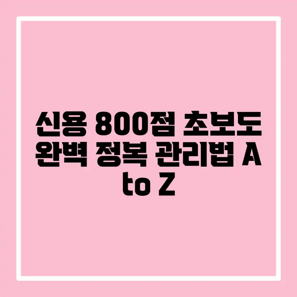 초보도 신용점수 800점대, 관리법 완벽 정복!