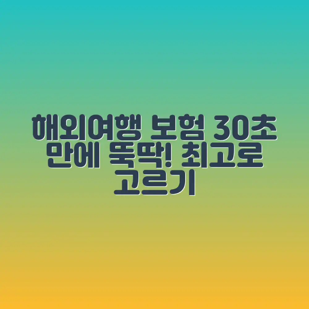 놀라운 해외여행 보험, 30초 안에 완벽 선택!