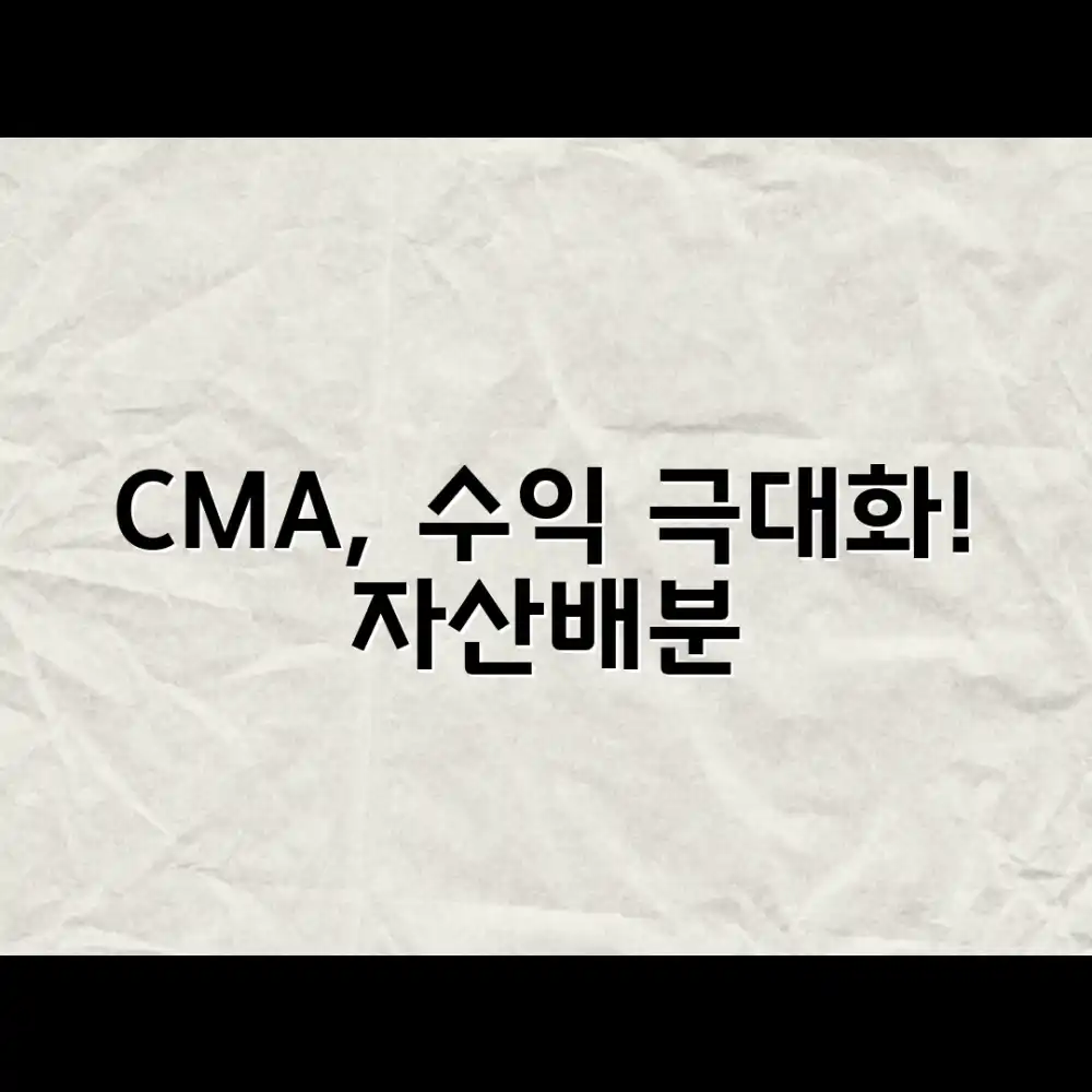 CMA, 누구나 수익 극대화! 효율적 자산배분