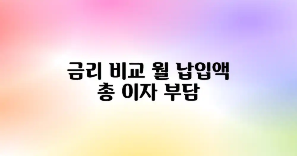 1. 금리 비교: 월 납입액과 총 이자 부담의 핵심