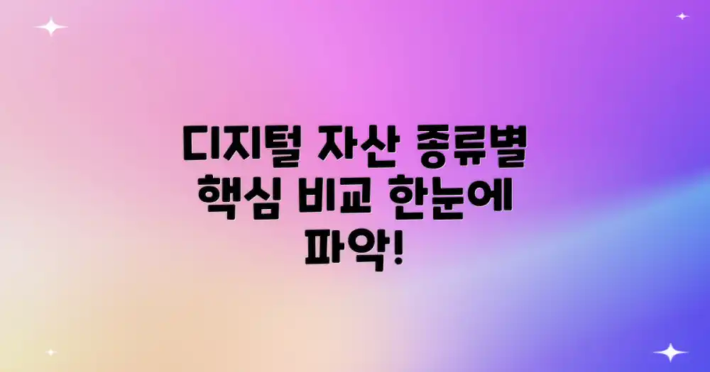 주요 디지털 자산 종류별 특징 비교