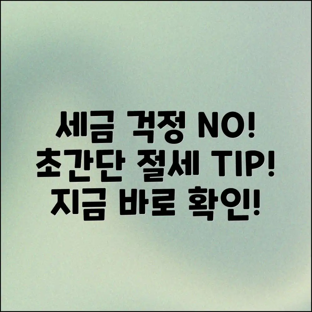 초보도 OK! 간편 절세 방법으로 세금 걱정 끝!