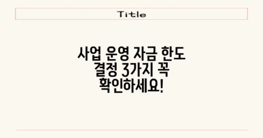 사업 운영 자금, 한도 결정 요인 3가지